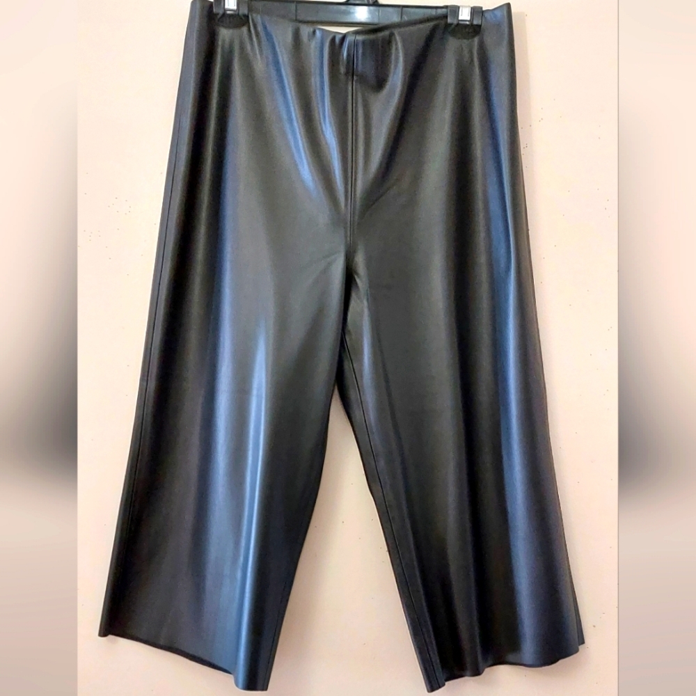 Cropped Black Faux Leather Pants